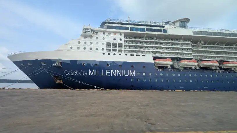 The Celebrity Millennium cruise ship docked at the port before our Hong Kong, Japan, and Vietnam trip.