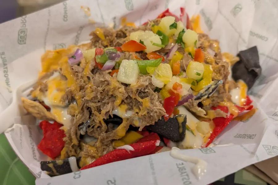 Pulled pork nachos with pineapple salsa