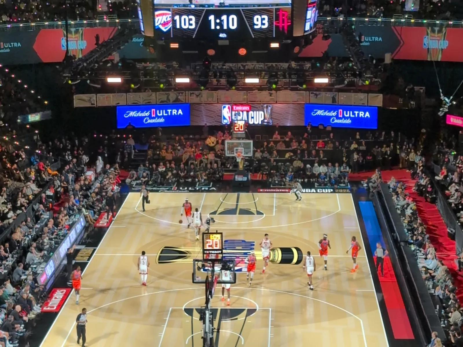 Final minutes of the Thunder vs. Rockets game at State Farm Arena in Atlanta.