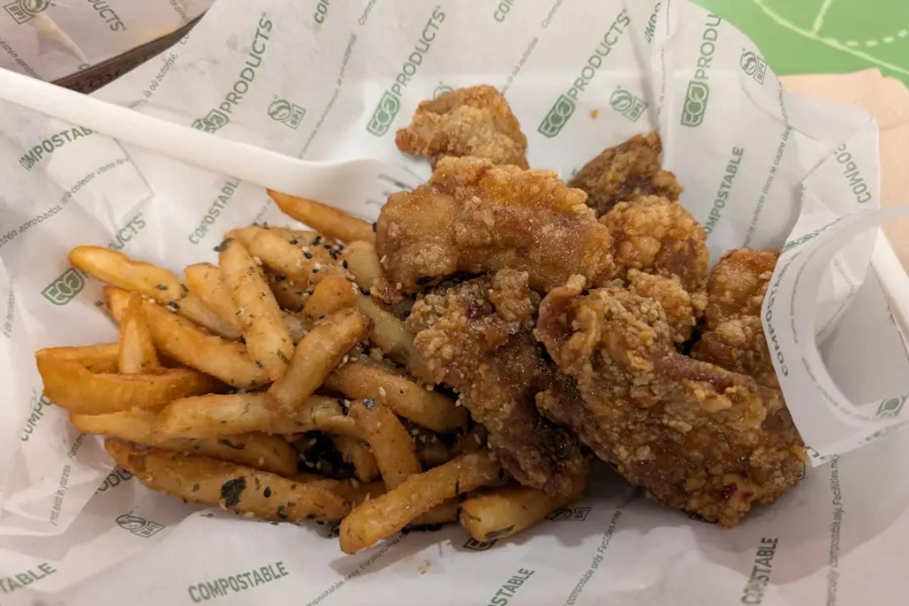 Fried chicken and seasoned fries
