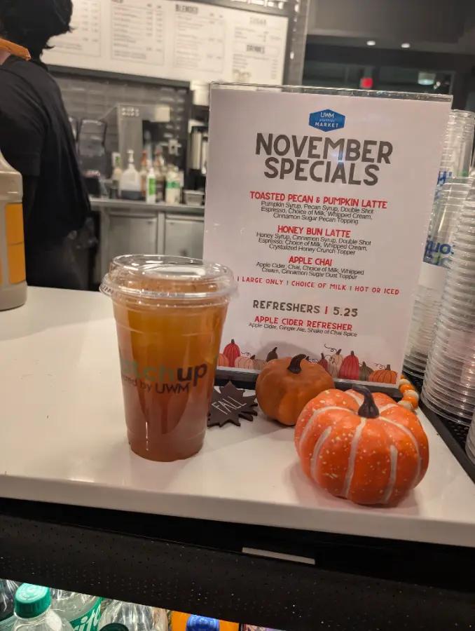 Iced apple cider refresher