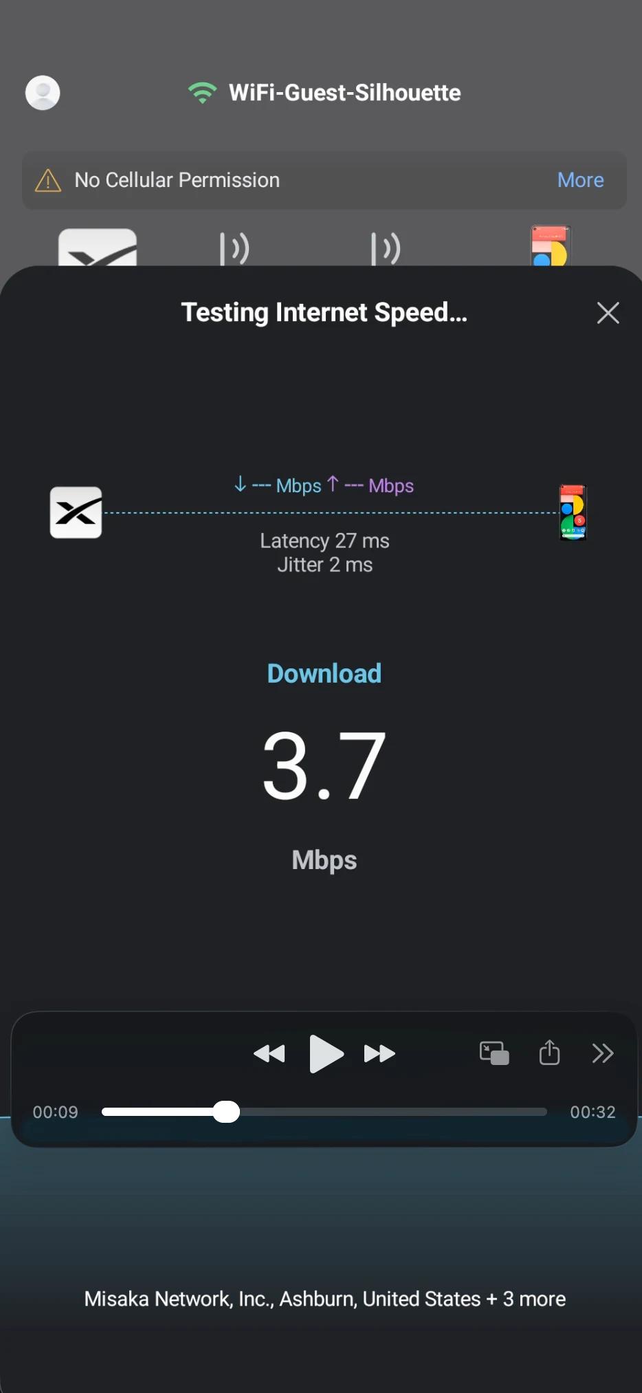 Testing the Wi-Fi speed on the Celebrity Silhouette guest network during our May 2026 cruise.