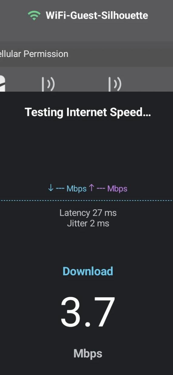 Testing the Wi-Fi speed on the Celebrity Silhouette guest network during our May 2026 cruise.