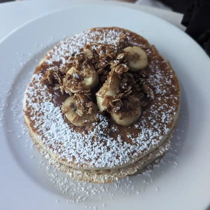 Banana Crunch Pancakes ($18)
