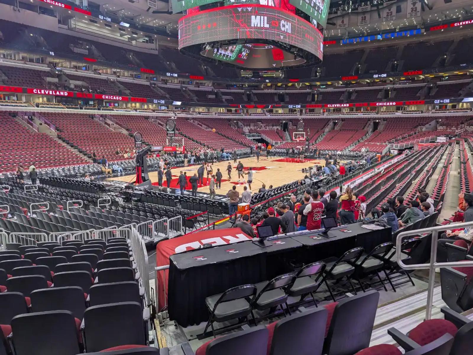 Empty seats at the United Center in Chicago before the Bulls game.