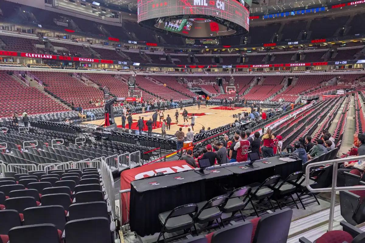 Empty seats at the United Center in Chicago before the Bulls game.