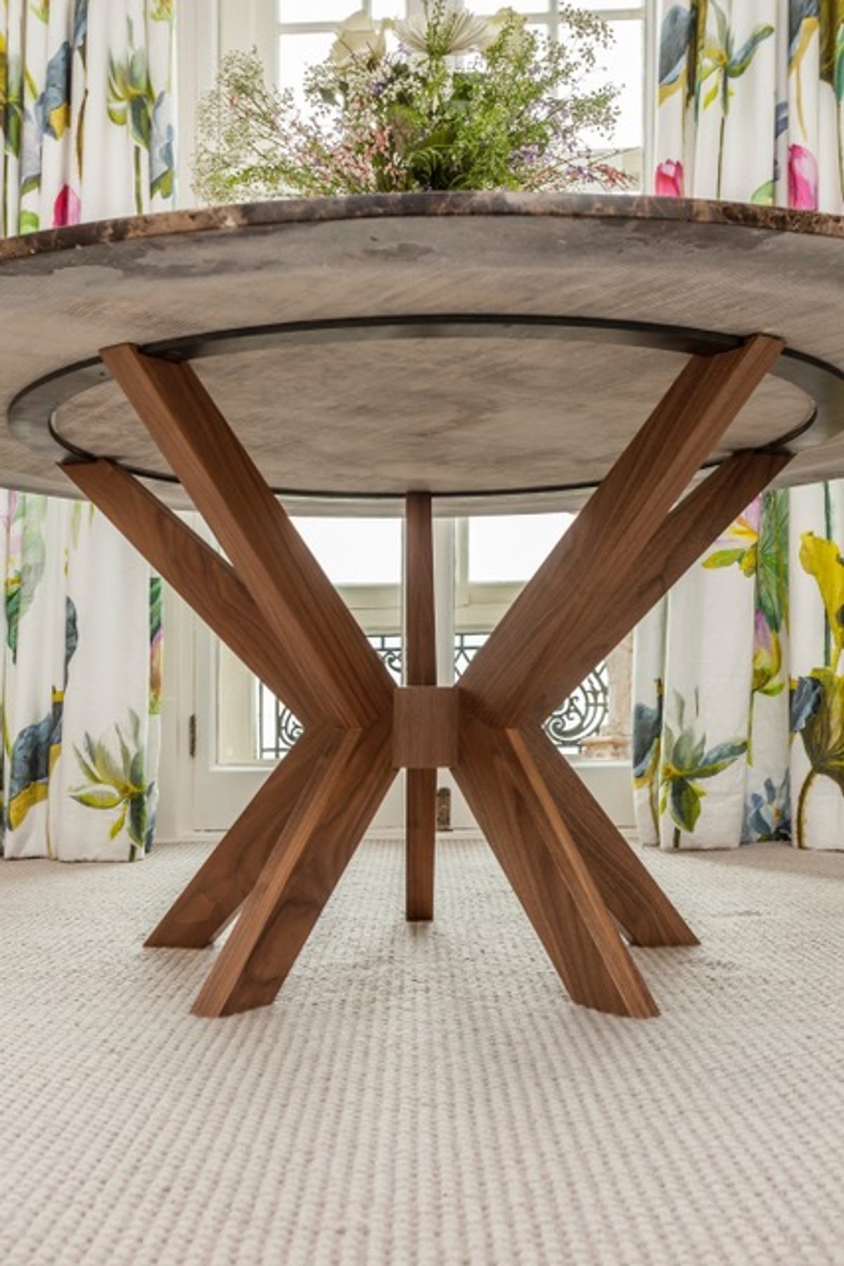 Walnut and Marble Dining Table