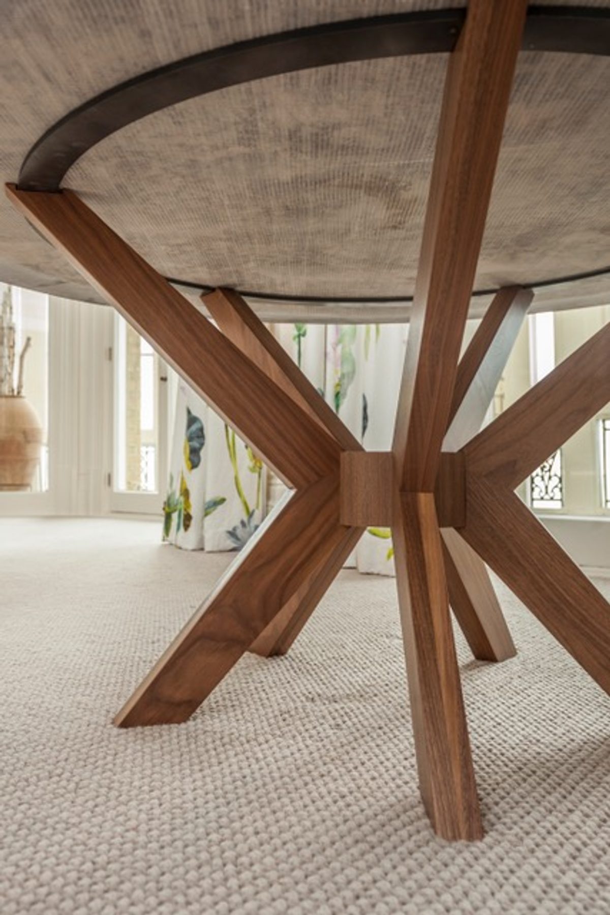 Walnut and Marble Dining Table