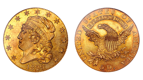 1829 $5 Capped Head Half Eagle