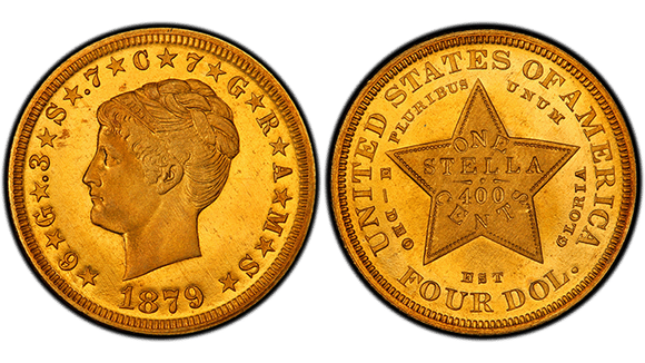 1879 $4 Coiled Hair Stella Gold Coin