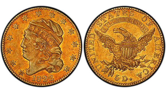 1822 $5 Capped Bust Half Gold Eagle