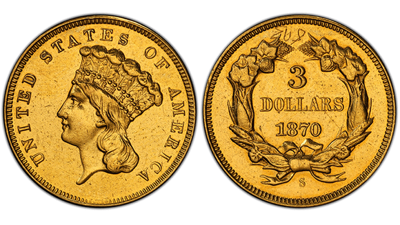 1870-S $3 Gold Coin