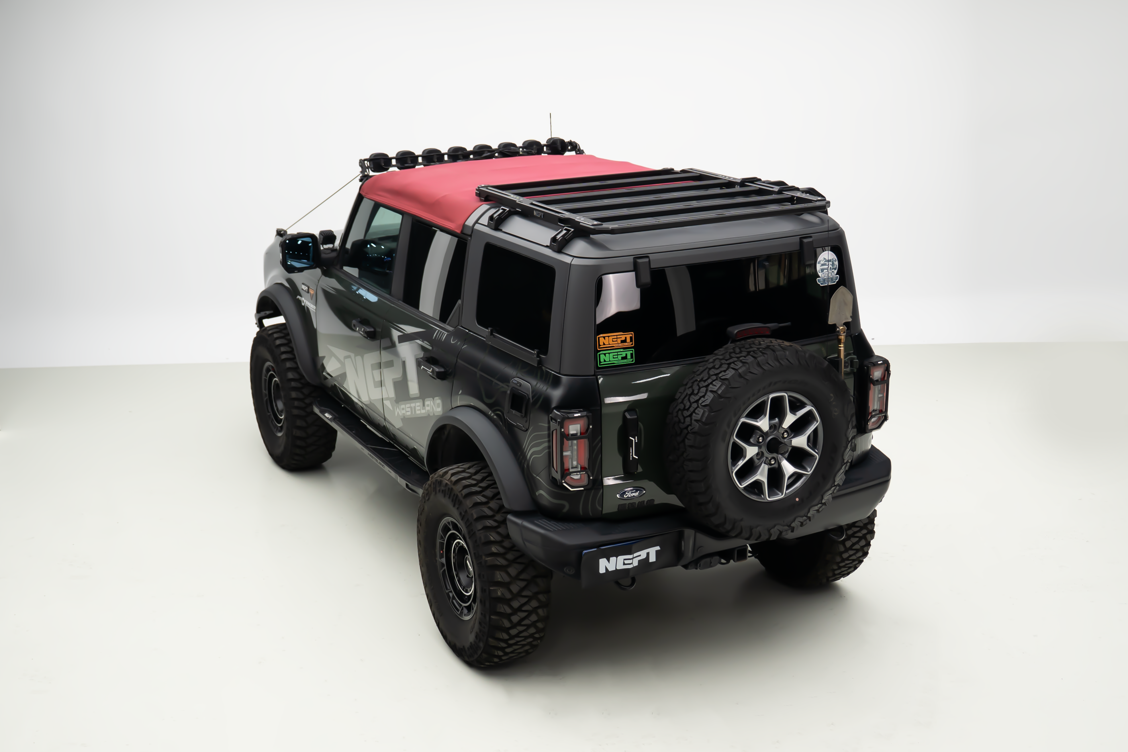 Ford Bronco outfitted with Fuku Offroad racks and off-road gear