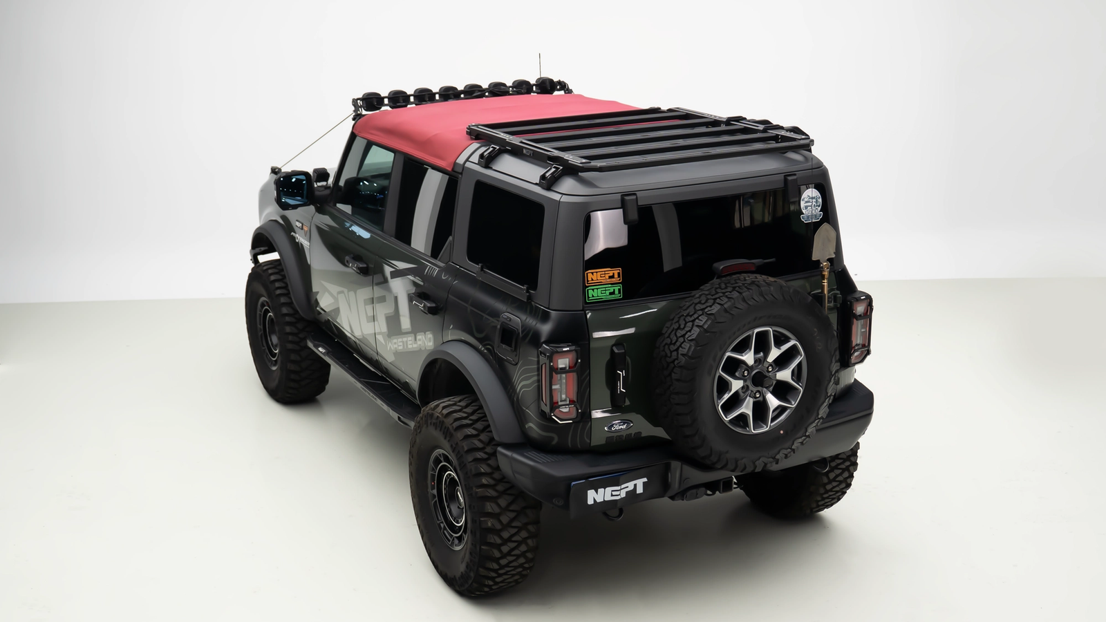 Ford Bronco outfitted with Fuku Offroad racks and off-road gear