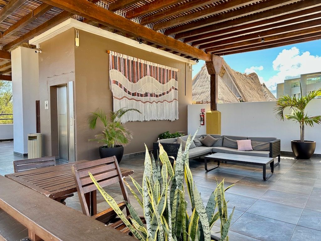 Rooftop common lounge area at Pueblito Escondido