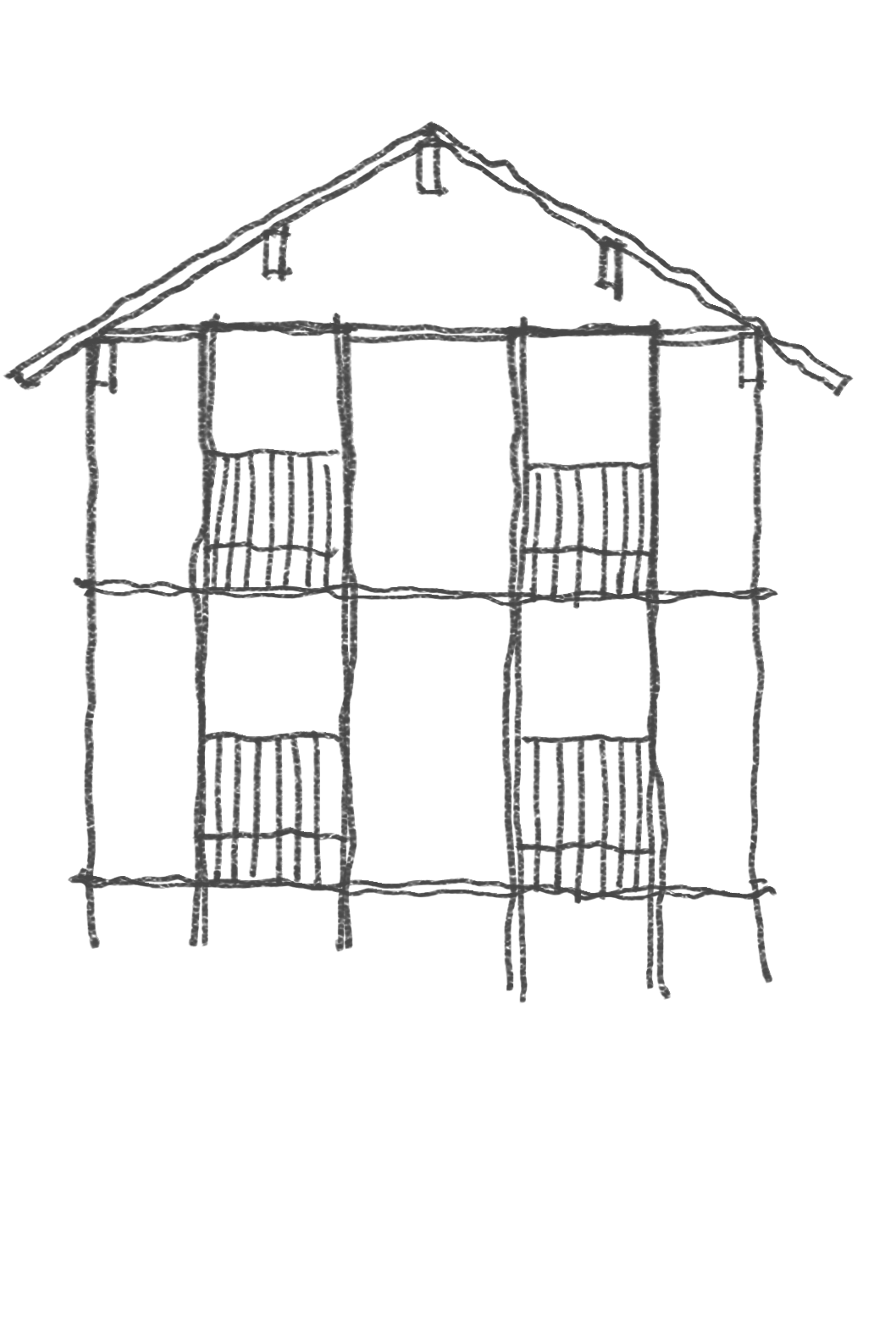 Croquis del corte de OF1101 con la cubierta a dos aguas.