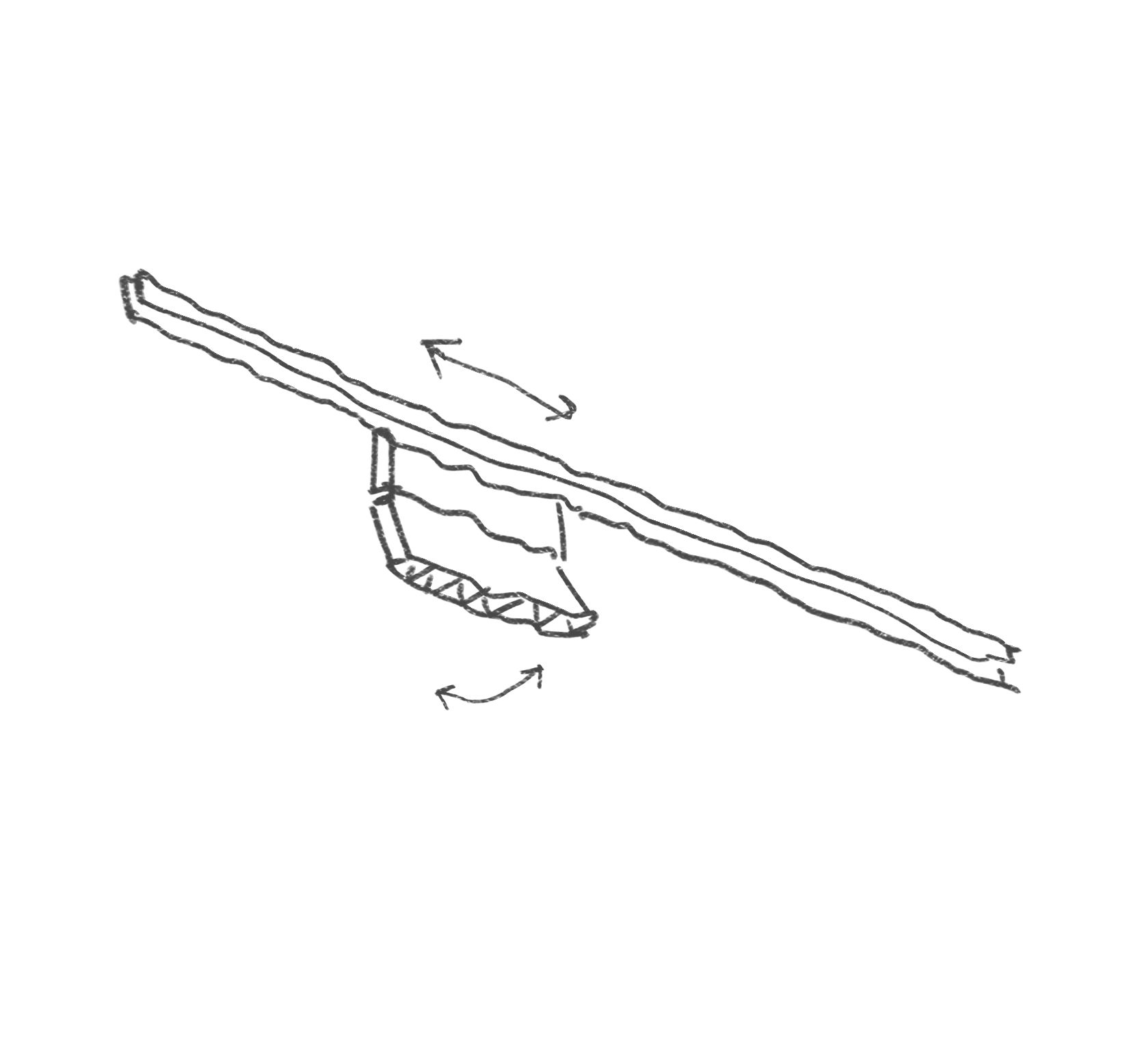 Croquis del giro de un mueble pivotante en Y485.