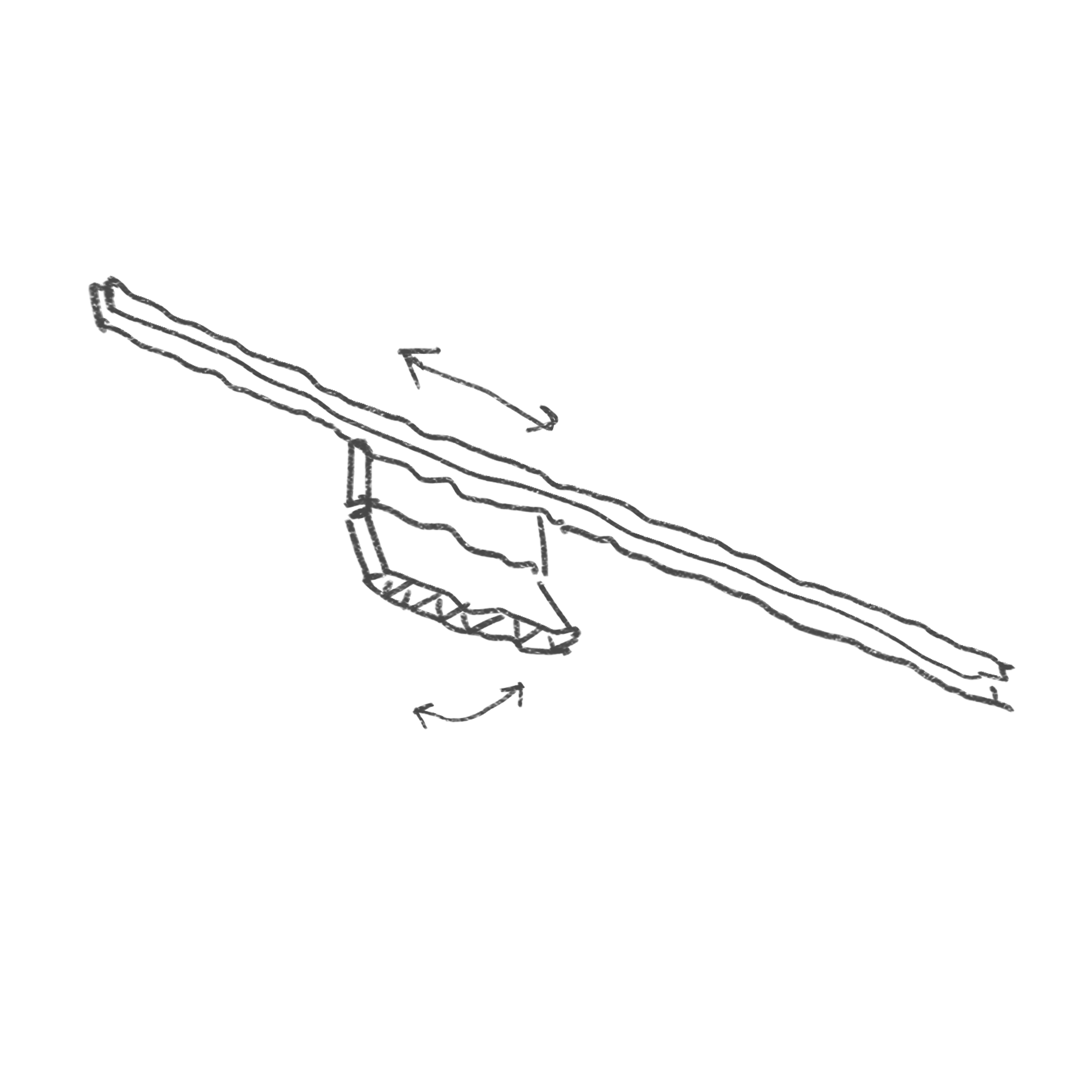 Croquis del giro de un mueble pivotante en Y485.