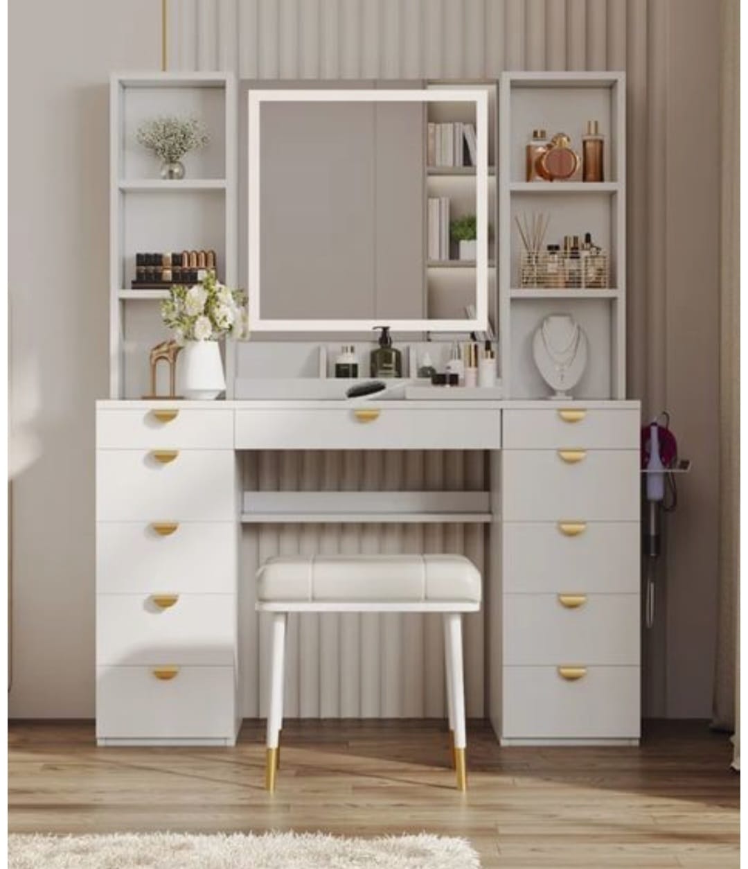 Backlit Mirror Shelf Vanity Console