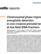 First page of the Scientific Reports paper 'Chromosomal phase improves aneuploidy detection in non-invasive prenatal testing', showing the title, authors and abstract.