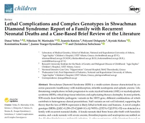 First page of the Children paper 'Lethal Complications and Complex Genotypes in Shwachman Diamond Syndrome', showing the title, authors and abstract.
