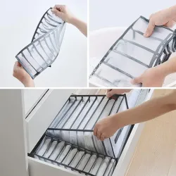 Cajas para organizar cajones. Flexibles, transparentes, no pierden la forma. Introduce tus prendas en cada separación y evita arrugas