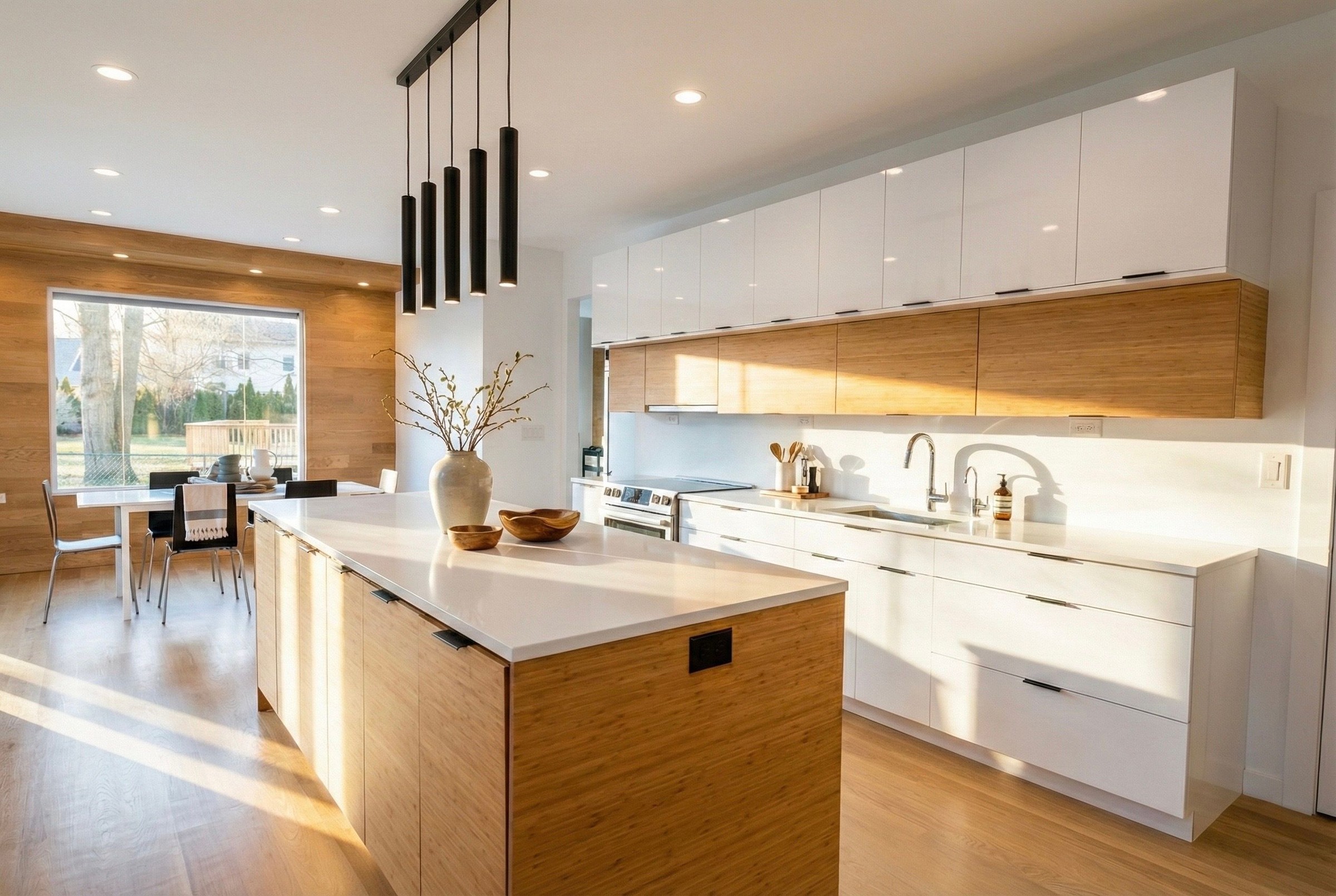 Bright White, Warm Bamboo kitchen