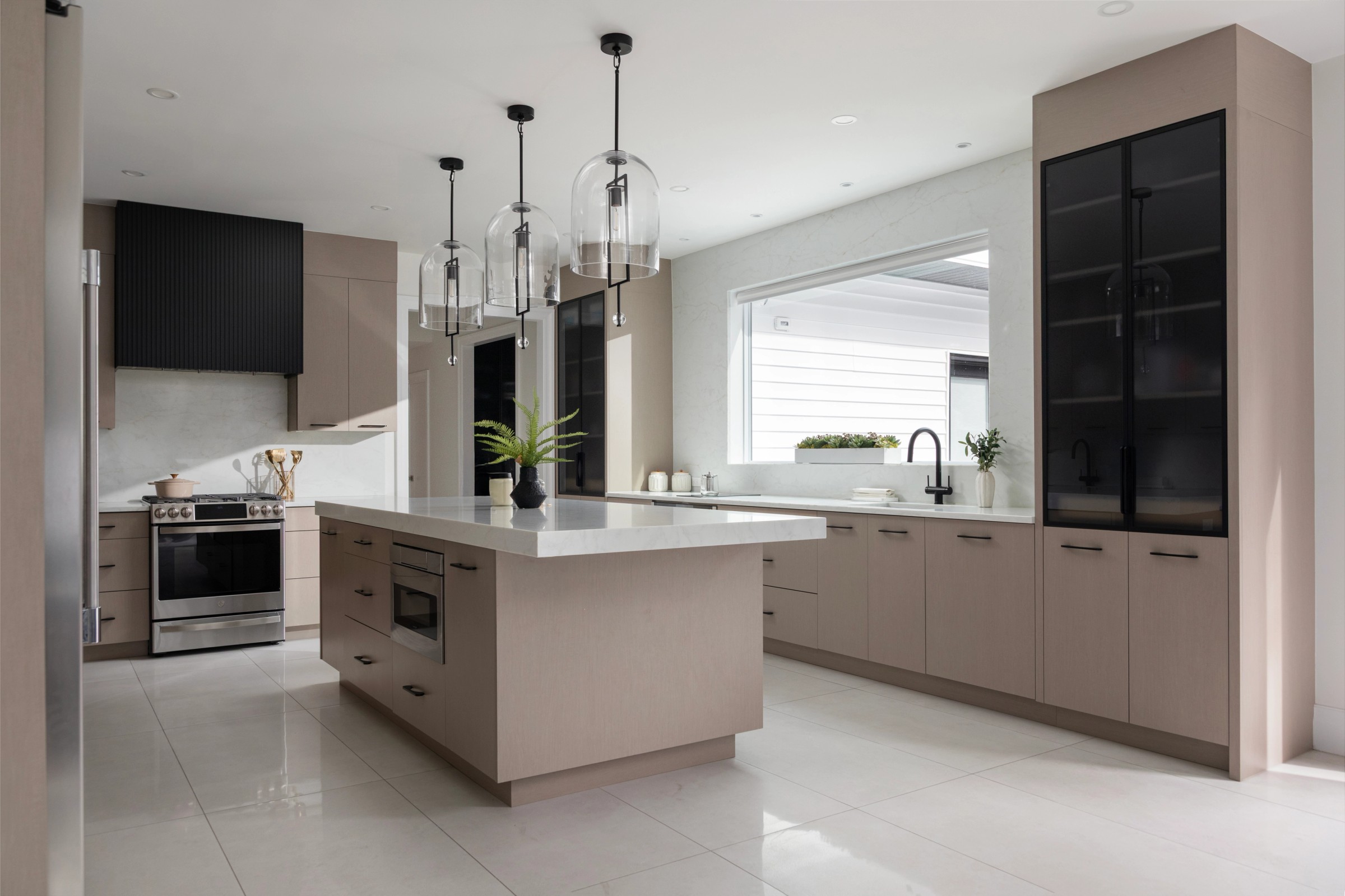 Greige Minimalist kitchen