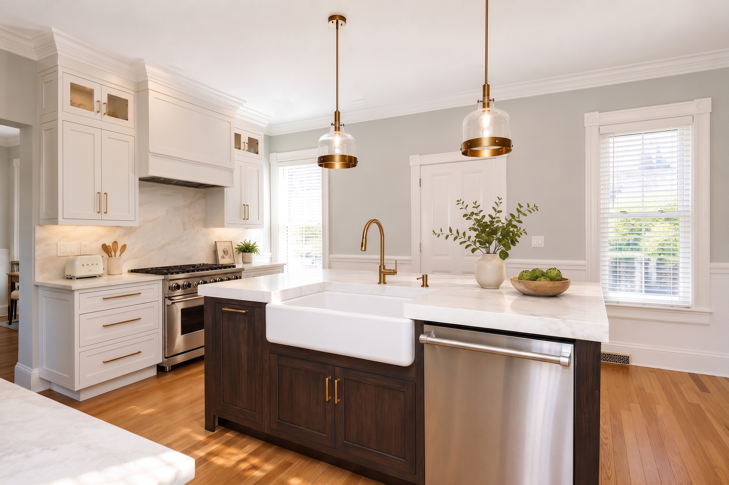 Inset in White & Shadow Cherry kitchen