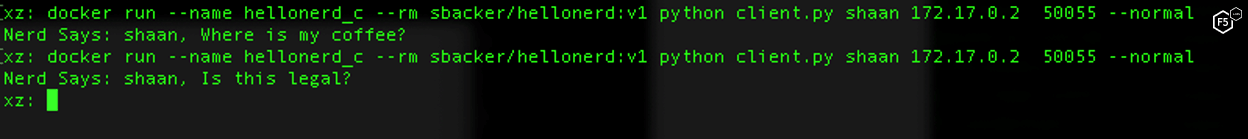 Hello Nerd command to launch gRPC client