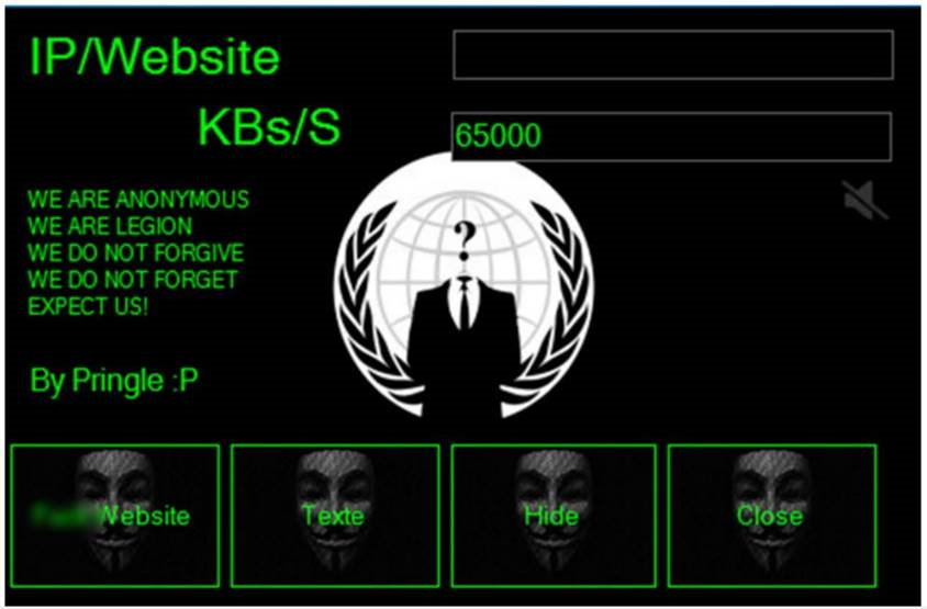 Figure 3: Screenshot of Pringle DDoS, a simple ICMP flooder