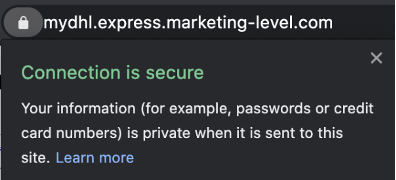A web browser displaying a secure HTTPS connection to a phishing site