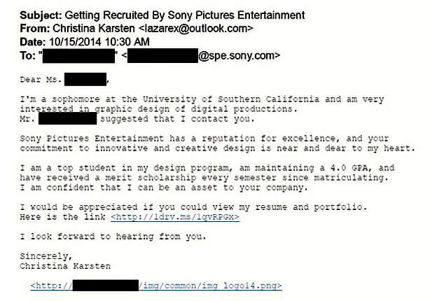 Figure 9: Job search email submitted in the Park Jin Hyok federal indictment