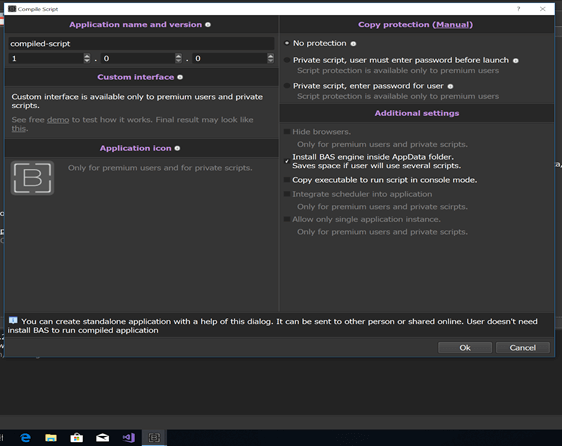 Figure 33. Compiling and protecting developer software in a few clicks in BAS.