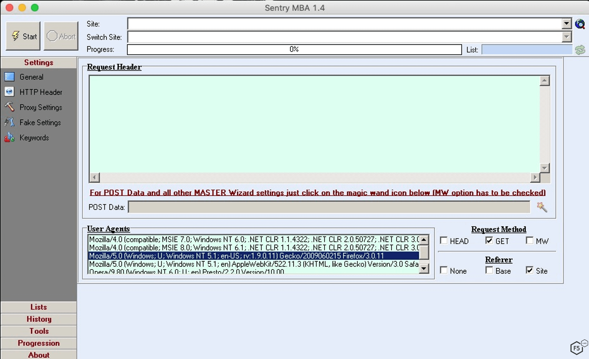 Sentry MBA configuring user agent, referer