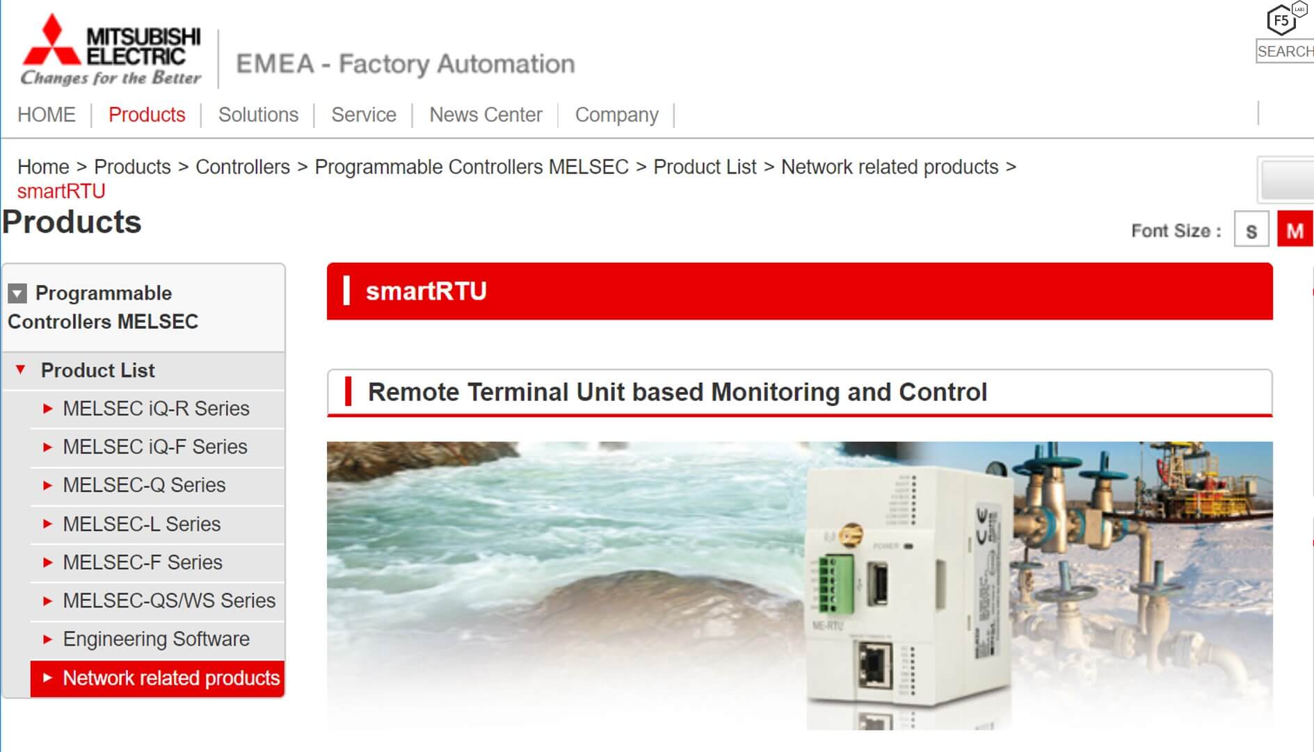 Figure 1. Web page for the Mitsubishi smartRTU