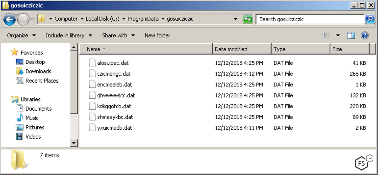 Figure 1: Screenshot showing the configuration files dropped by IcedID