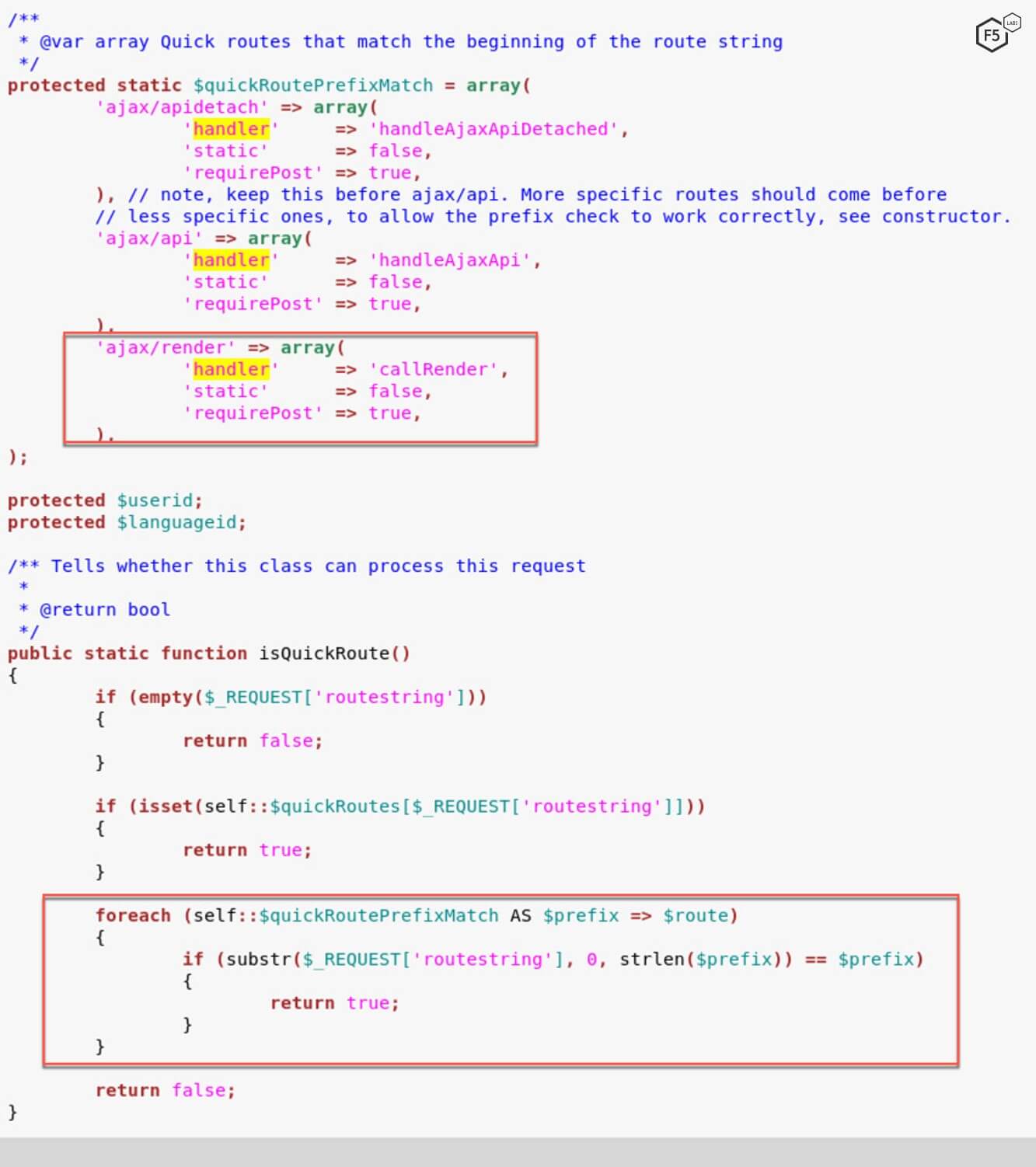 Figure 4. vBulletin source code uses callRender as the appropriate handler for ajax/render.