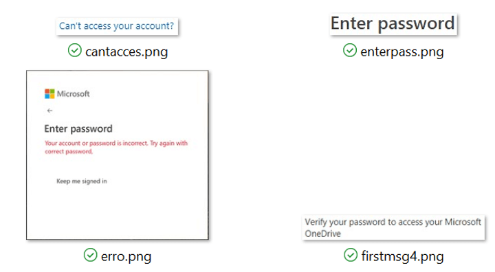 Phishing kit images used to display text in a fraudulent webpage