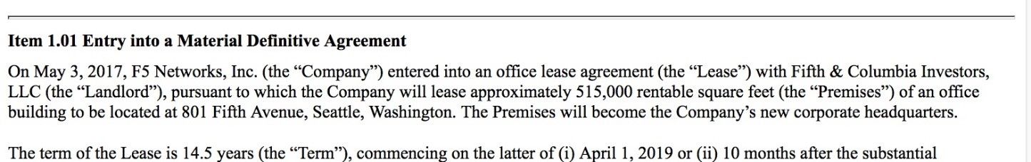Excerpt from an 8-K filing from F5