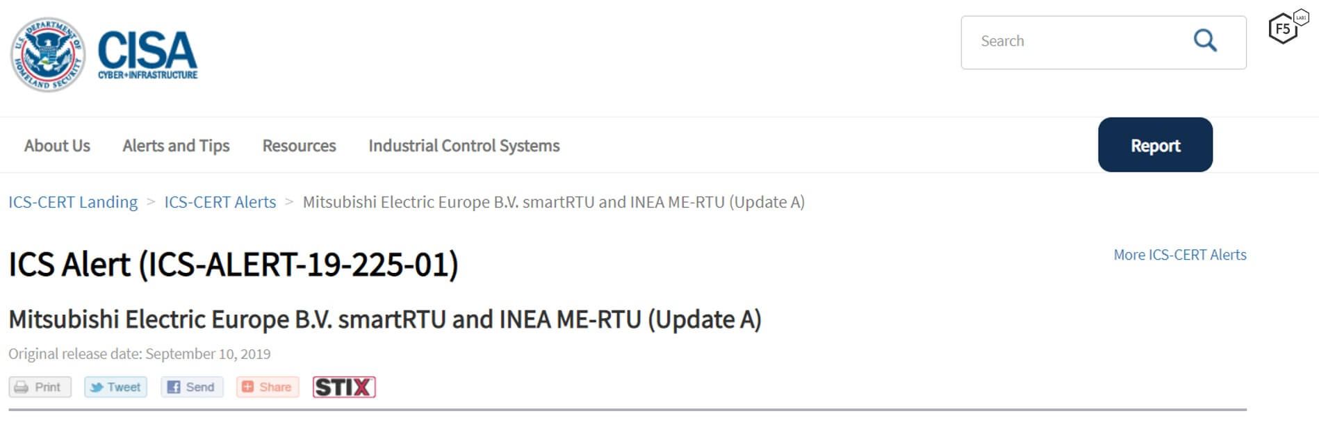 Figure 2. Department of Homeland Security vulnerability alert page