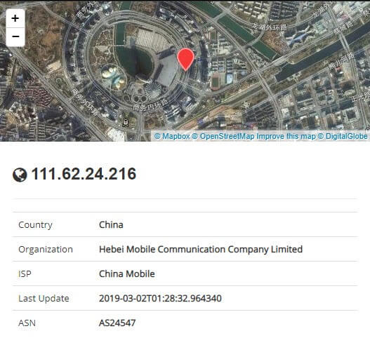 Figure 11. The C&C server is located in China