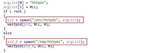 Figure 17. The watchdog code responsible for the executing the backdoor
