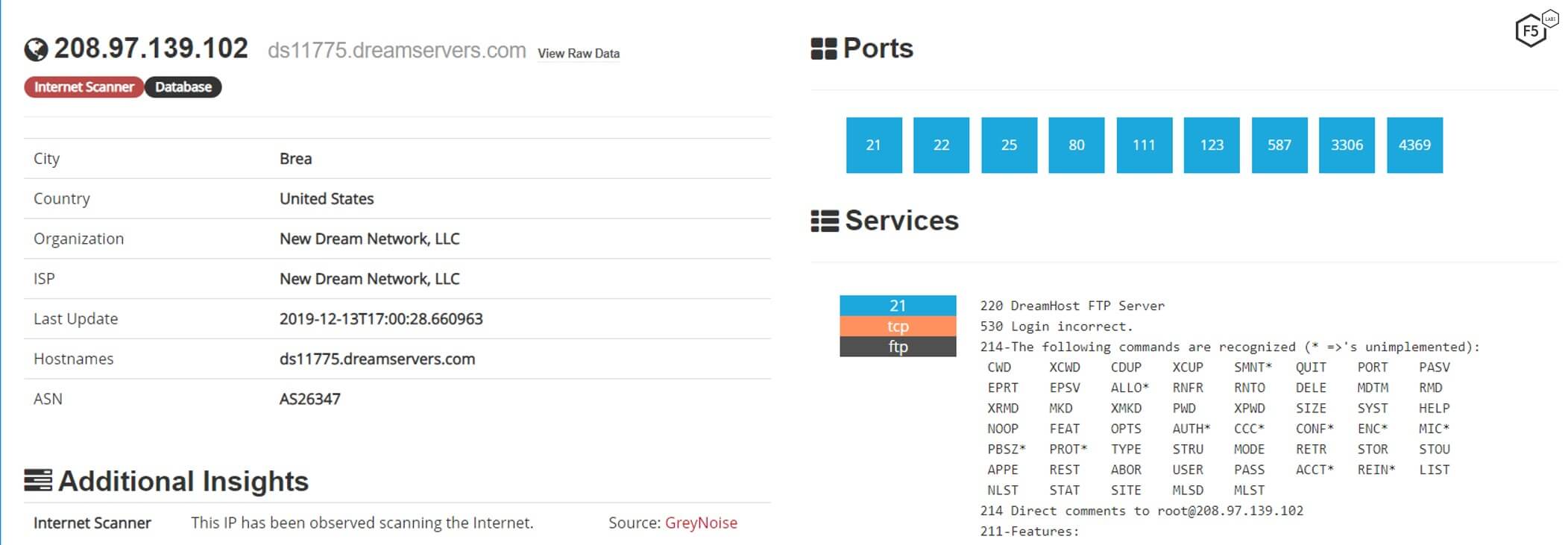 Figure 7. A typical example of an attacking server infected with Echobot